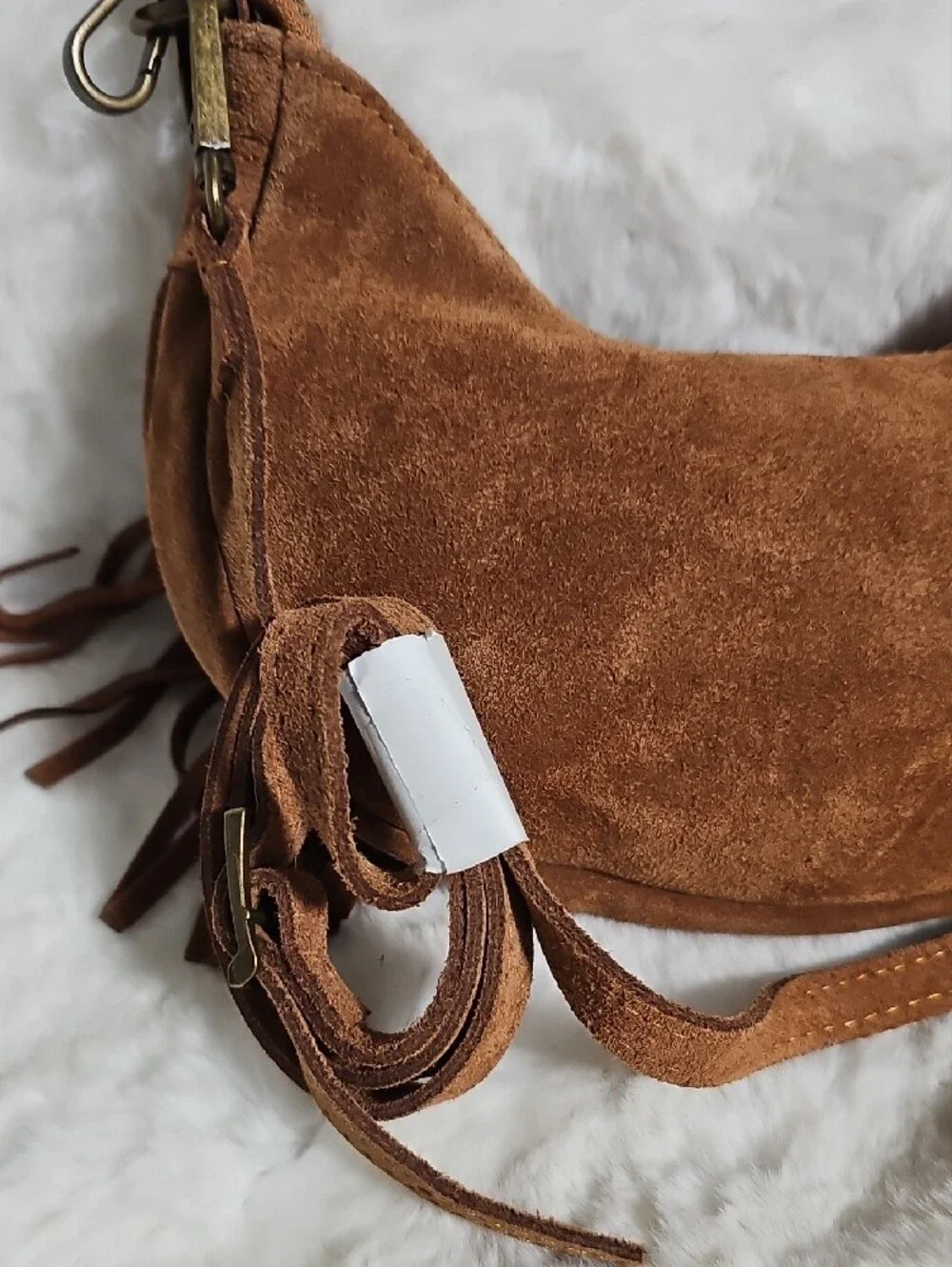 NEW! Marlon Suede Fringe Shoulder Bag in Brown